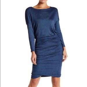 Michael Stars Shirred Ballet Neck Dress